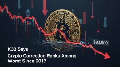 Bitcoin Slips Back Below $90K — Crypto Correction Now Ranks Among Worst Since 2017, K33 Says