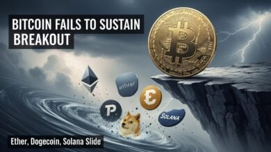 Bitcoin Fails to Sustain Breakout Ether, Dogecoin, Solana Slide