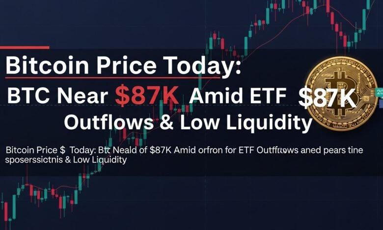 Bitcoin Price Today: BTC Near $87K Amid ETF Outflows & Low Liquidity