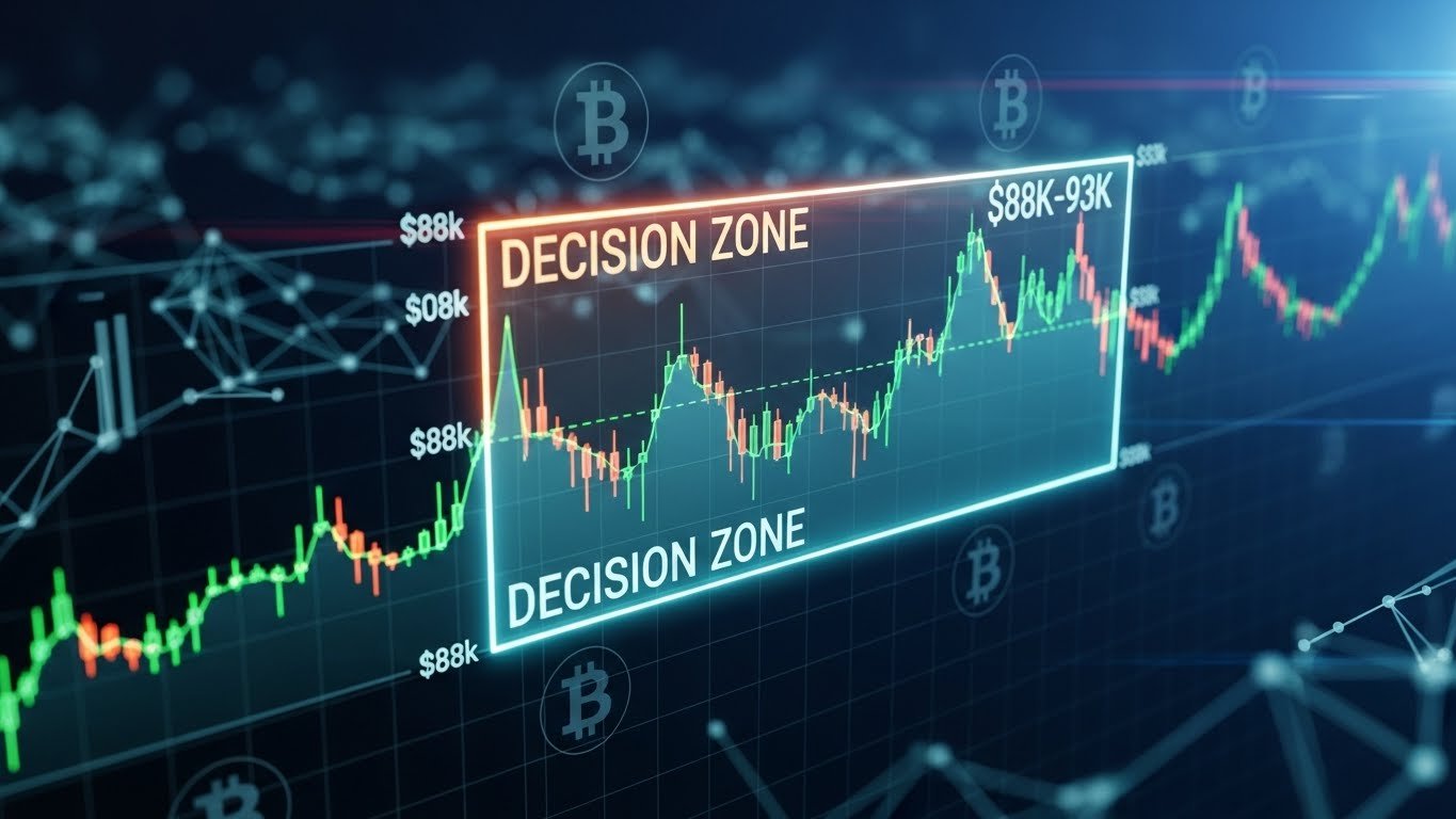 Rangebound Bitcoin price today the $88k–$93k “decision zone”