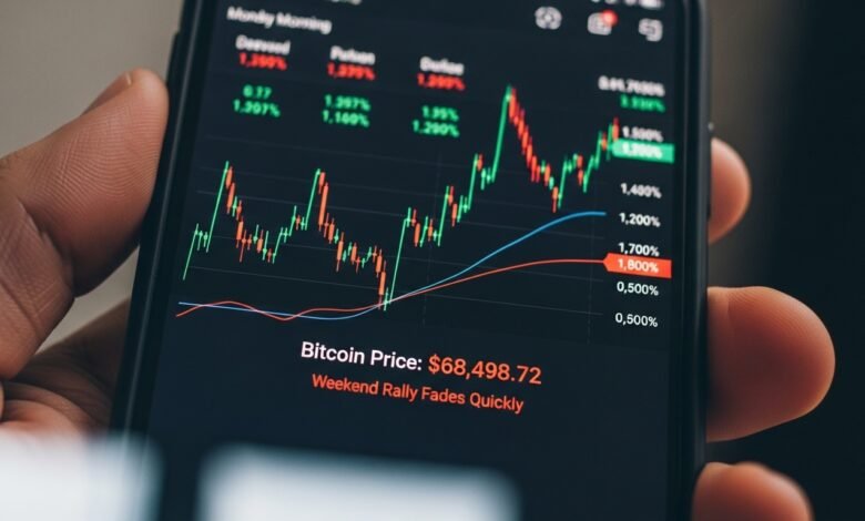 Bitcoin Prices Near $68,500 Weekend Rally Fades Quickly